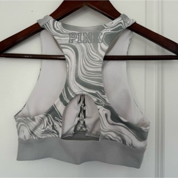 White Gray Marble Lace-Up Bralette Sports Bra Pink Victorias Secret Small Women - Picture 4 of 16
